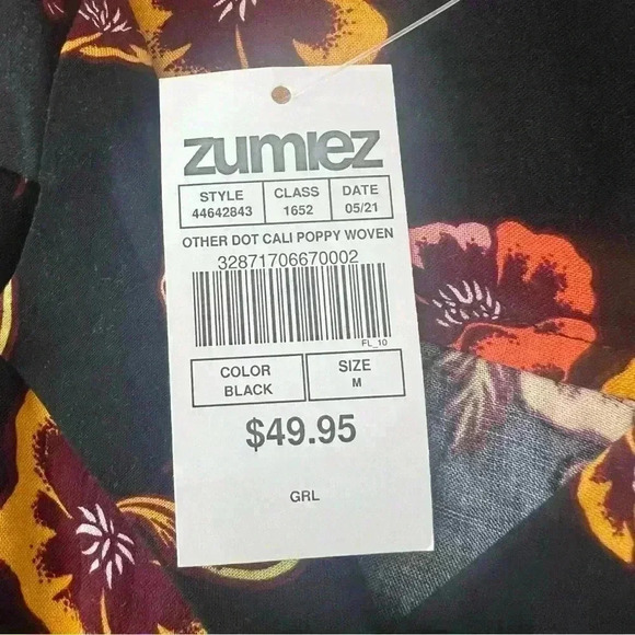 -NWT- Women’s Santa Cruz Skateboards Floral Cali Poppy Woven Button Up Shirt - Picture 3 of 4